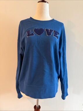 J. Crew Blue LOVE Appliqué Sweatshirt - Women's